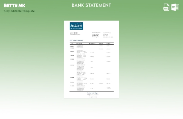 Модерен стил Шаблон за збор за извод од банка на Нигер Ecobank